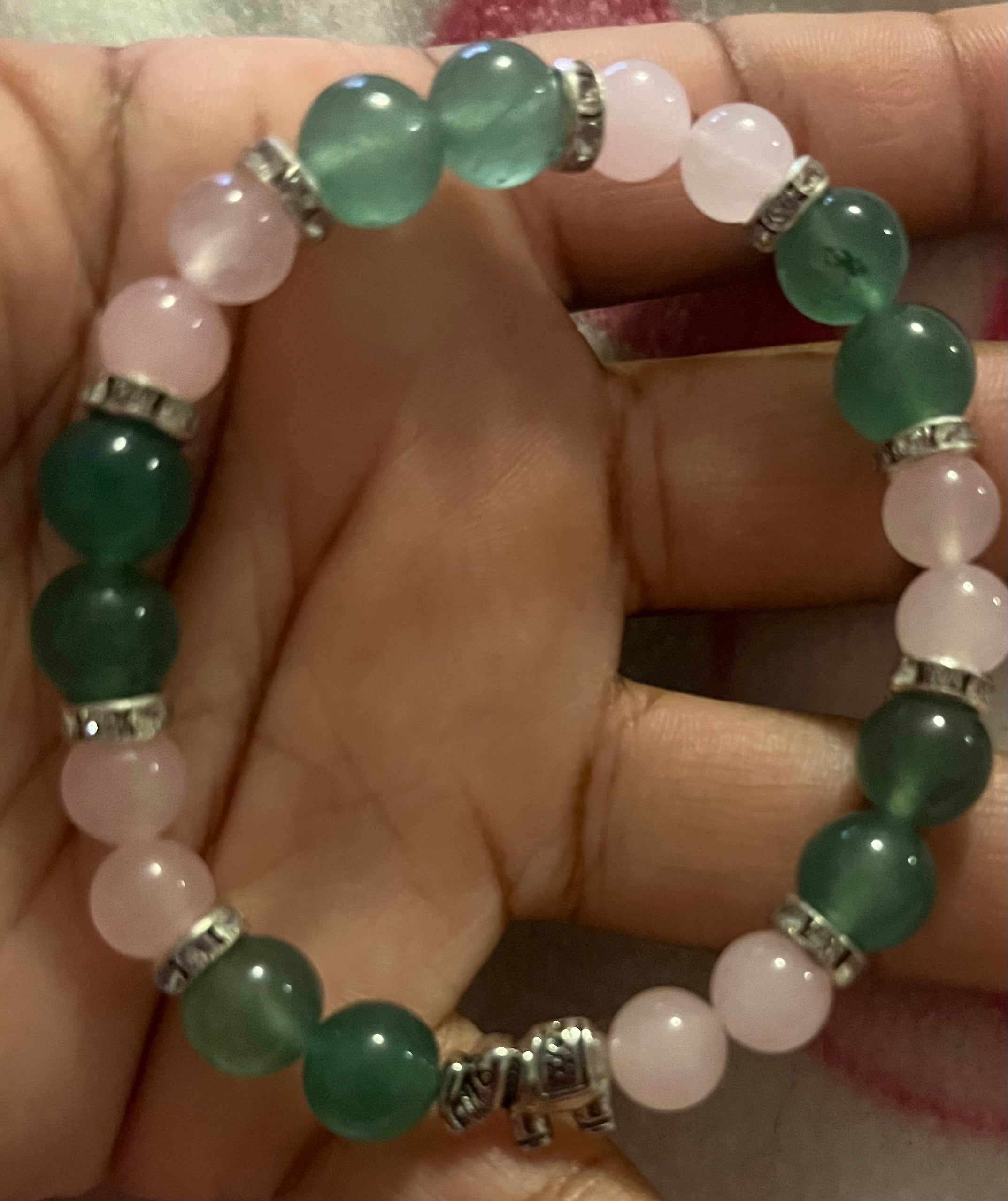 Rose quartz and green adventuring bracelet