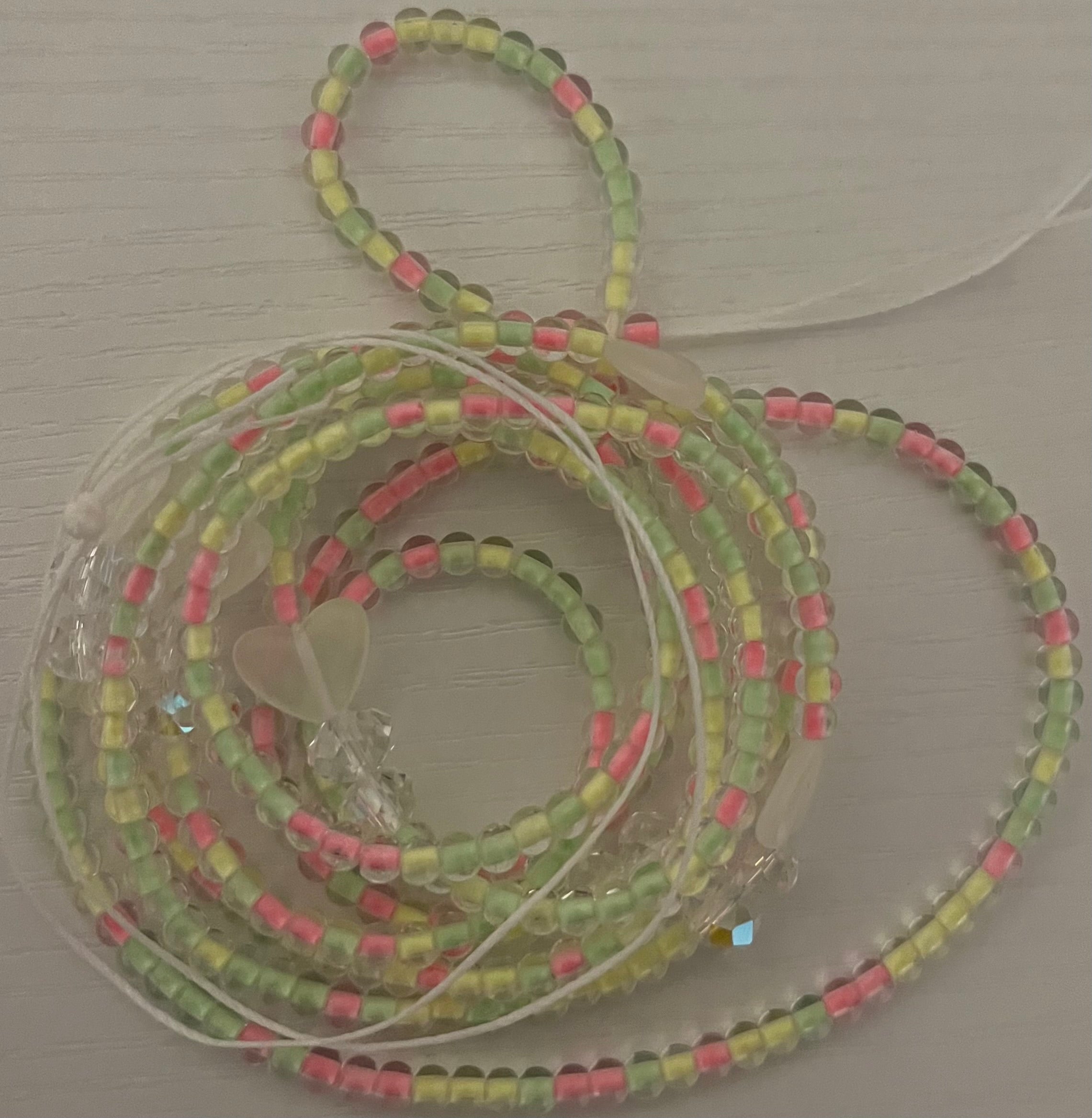 Neon waist beads with glow and dark butterflies