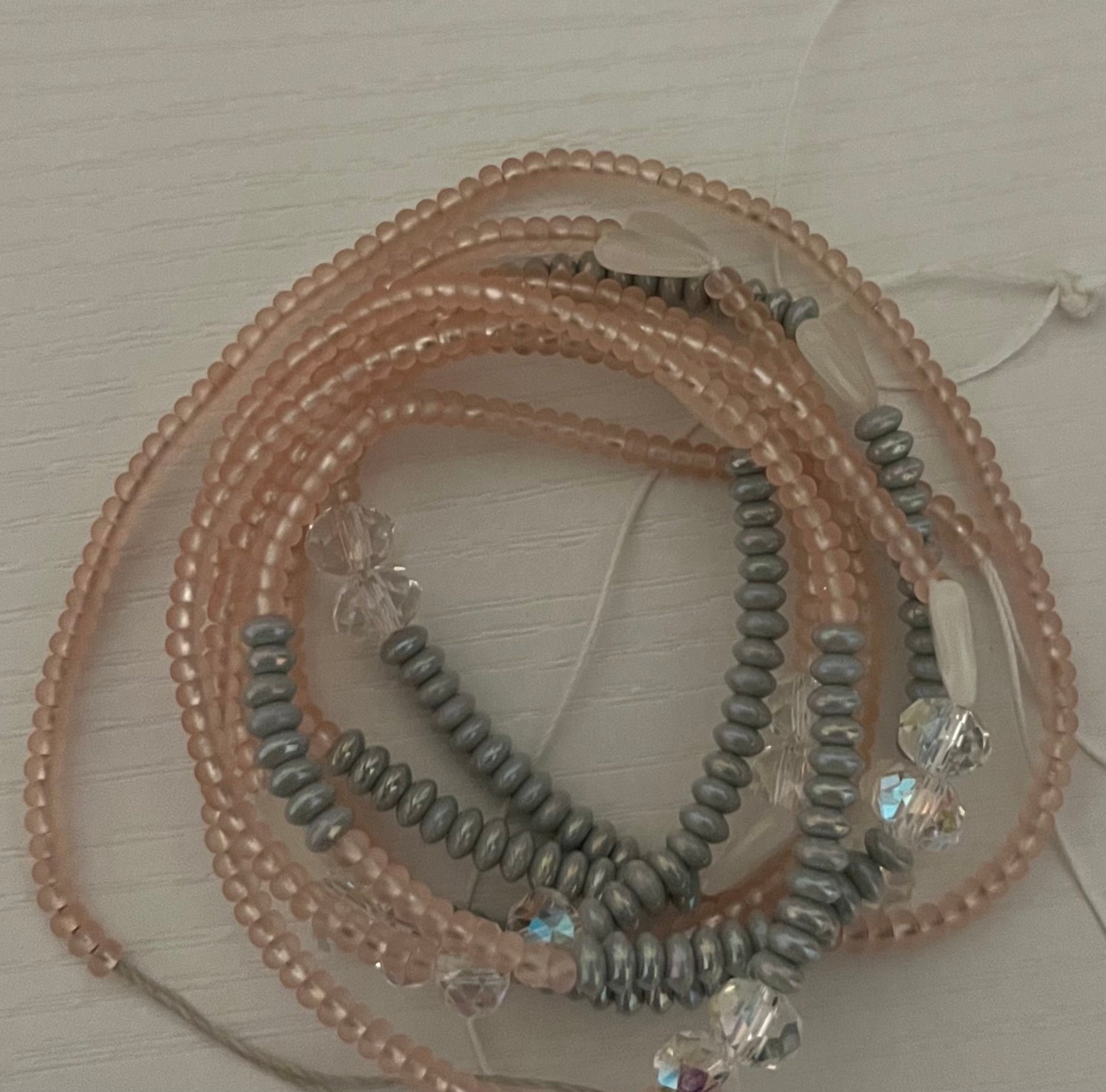 Waist bead with glow in the dark hearts