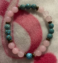 Rose quartz, and turquoise bracelet