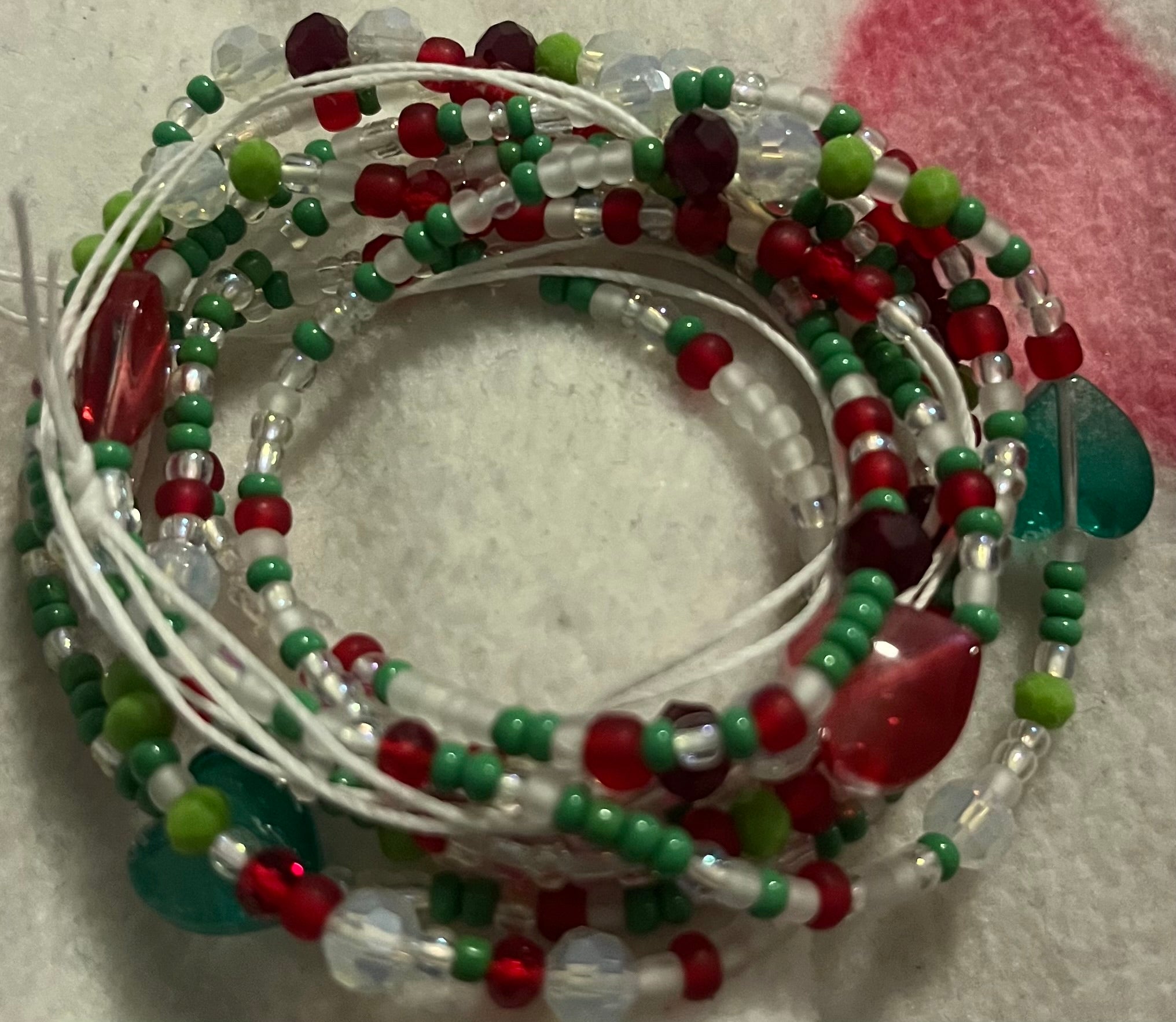 Christmas color waist bead
