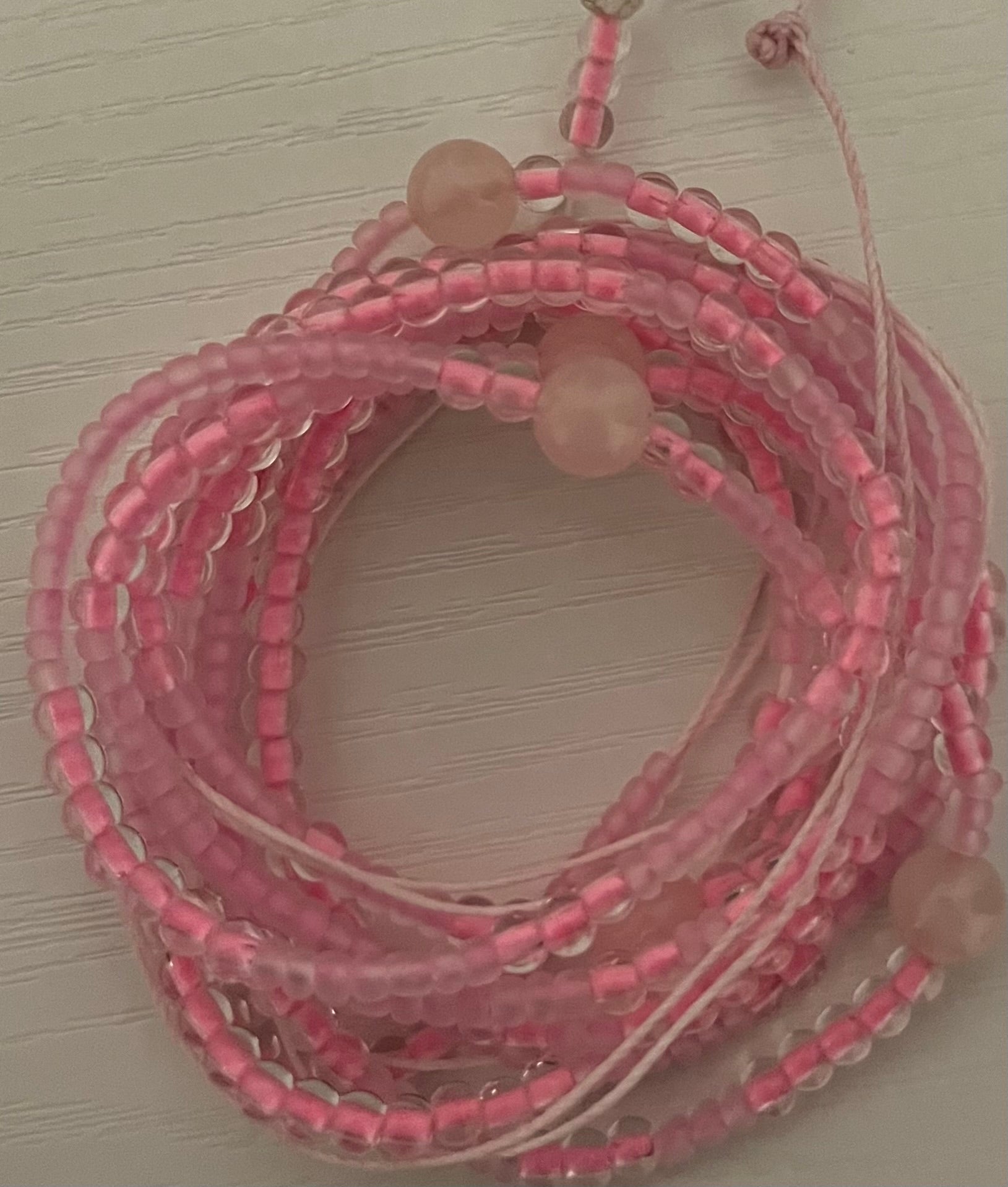 Pink waist bead with rose quartz