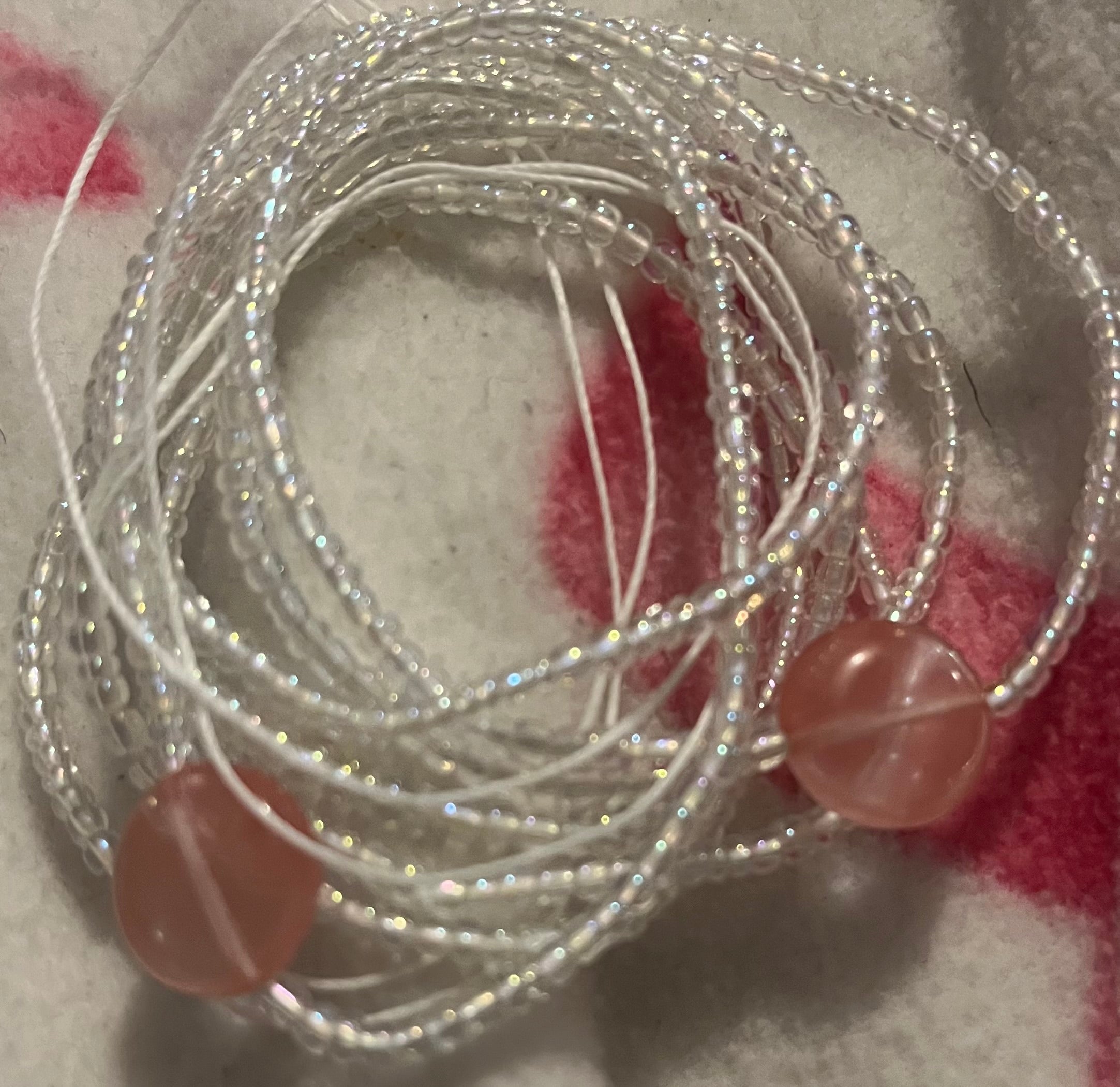 Waist bead with rose quartz