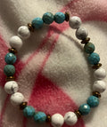Highlight, white and turquoise bracelet