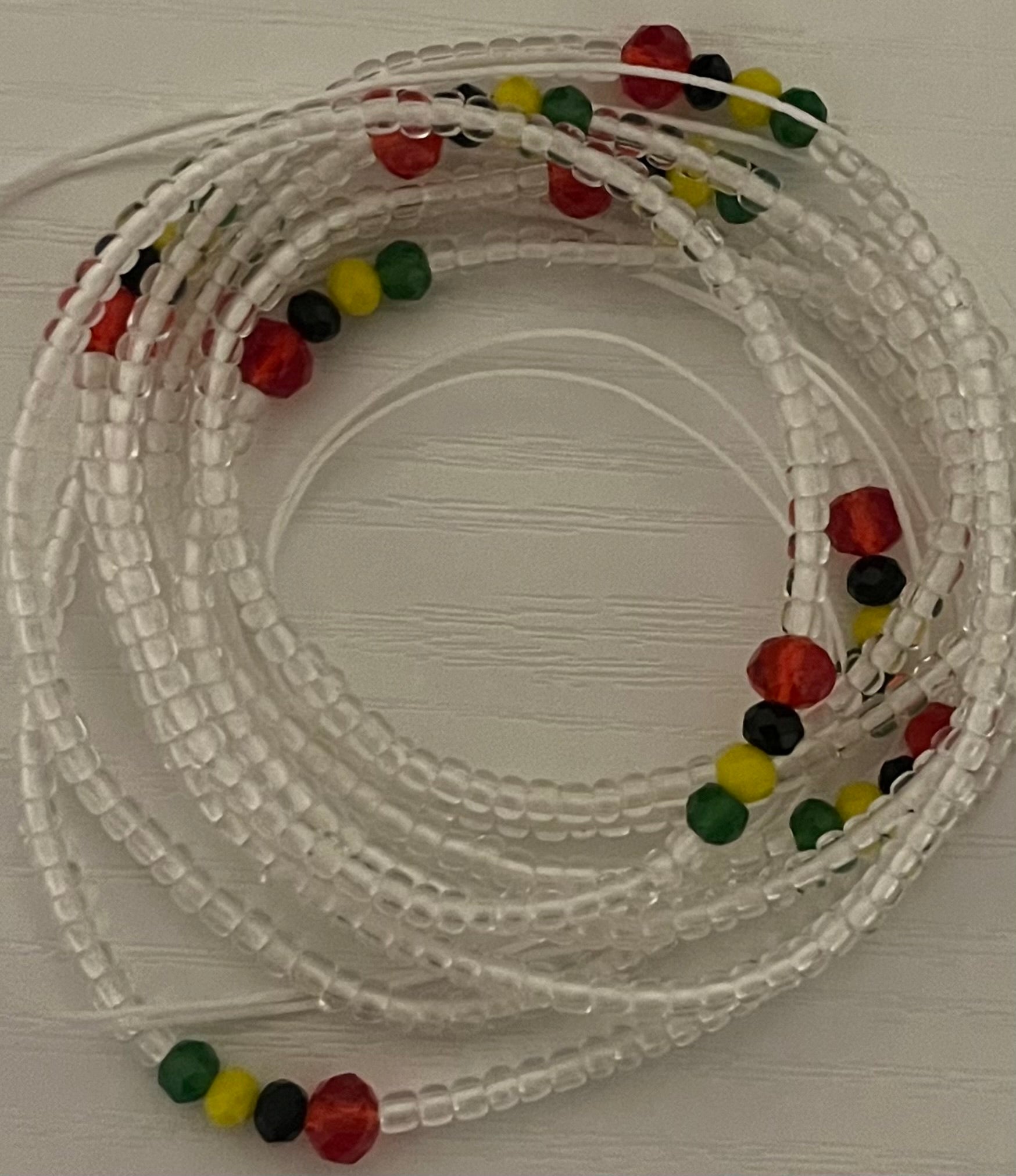 Juneteenth/black history 50 inch tie on waist bead