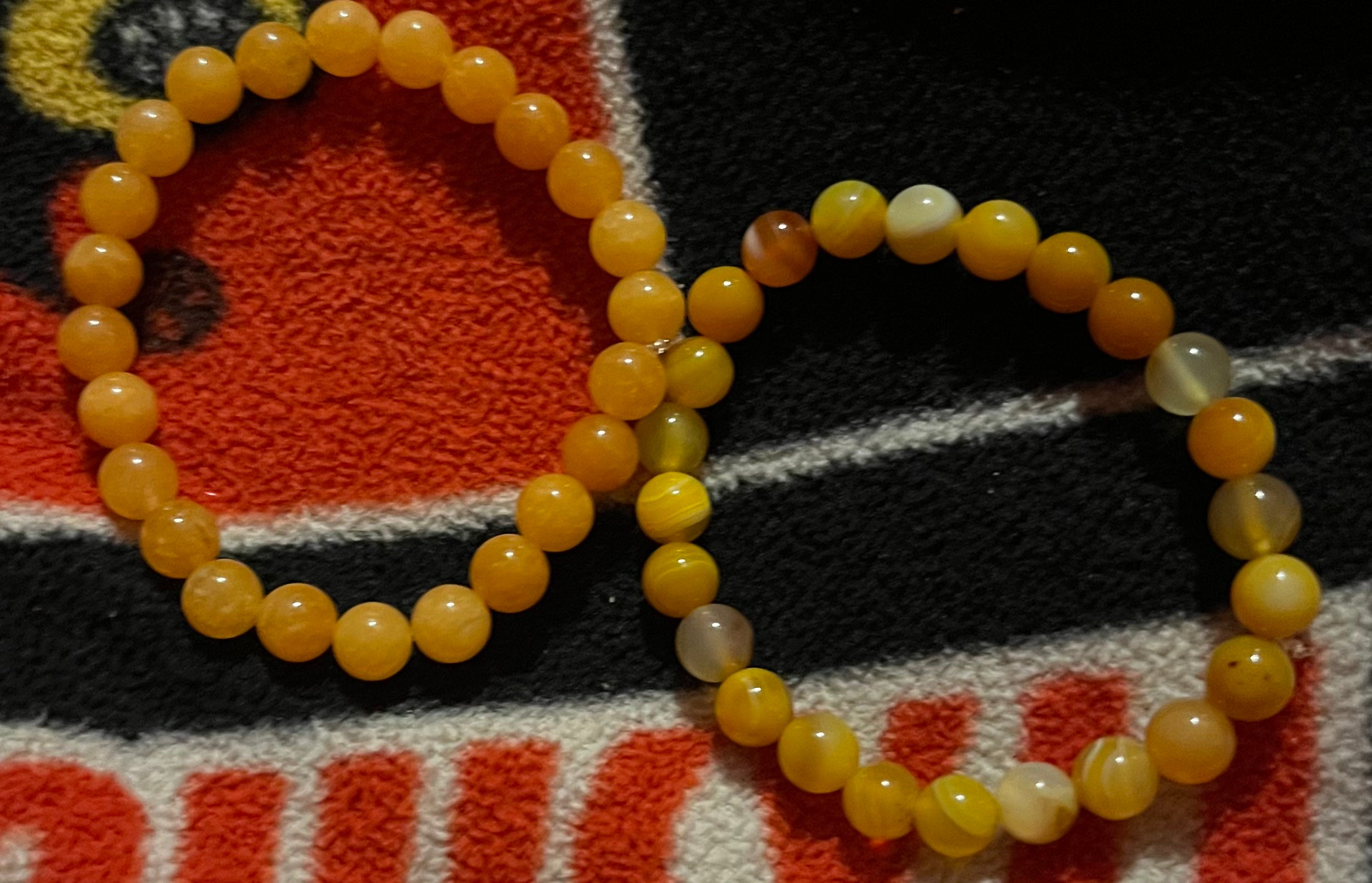 Yellow jade and orange jade 2 bracelets for 1 price