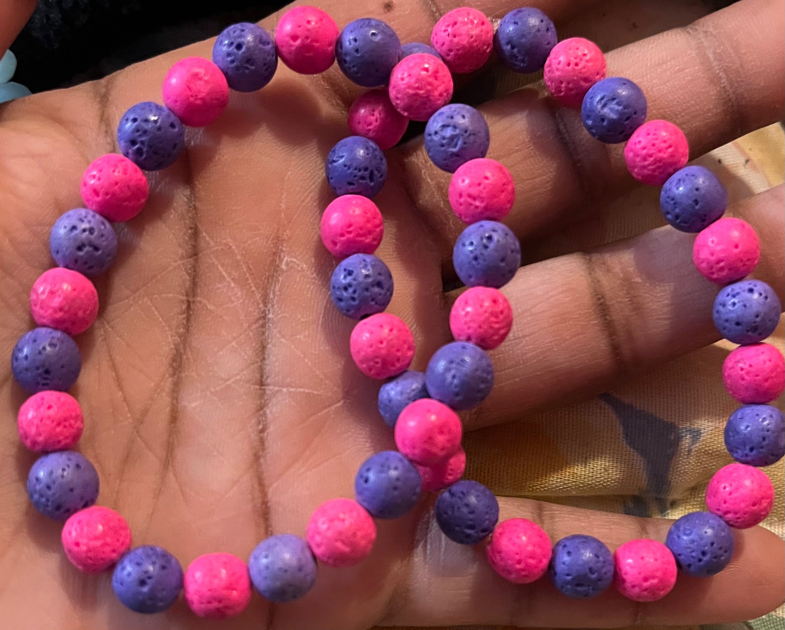 Pink and purple bracelets