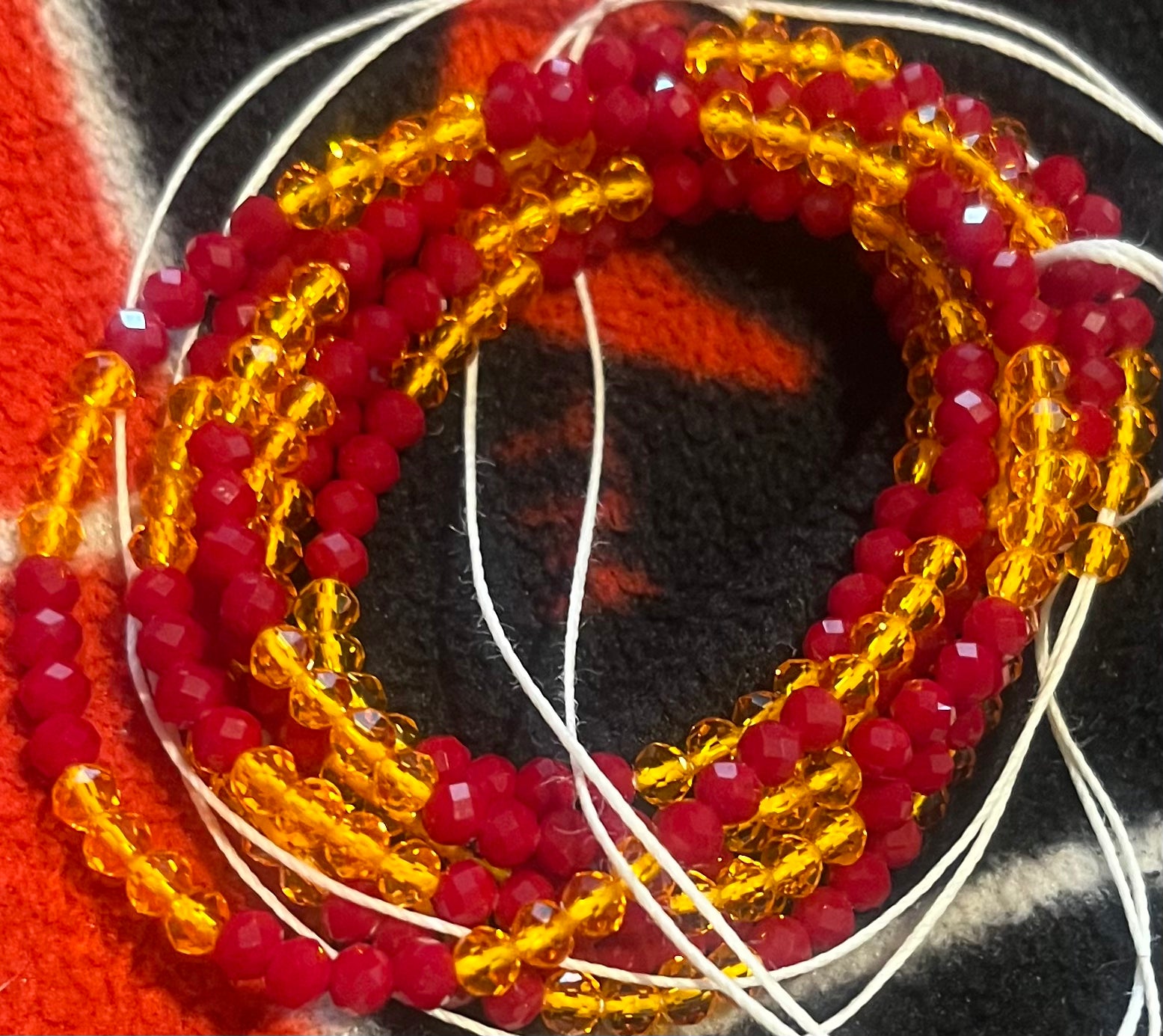 Fire 50 inch waist bead tie on