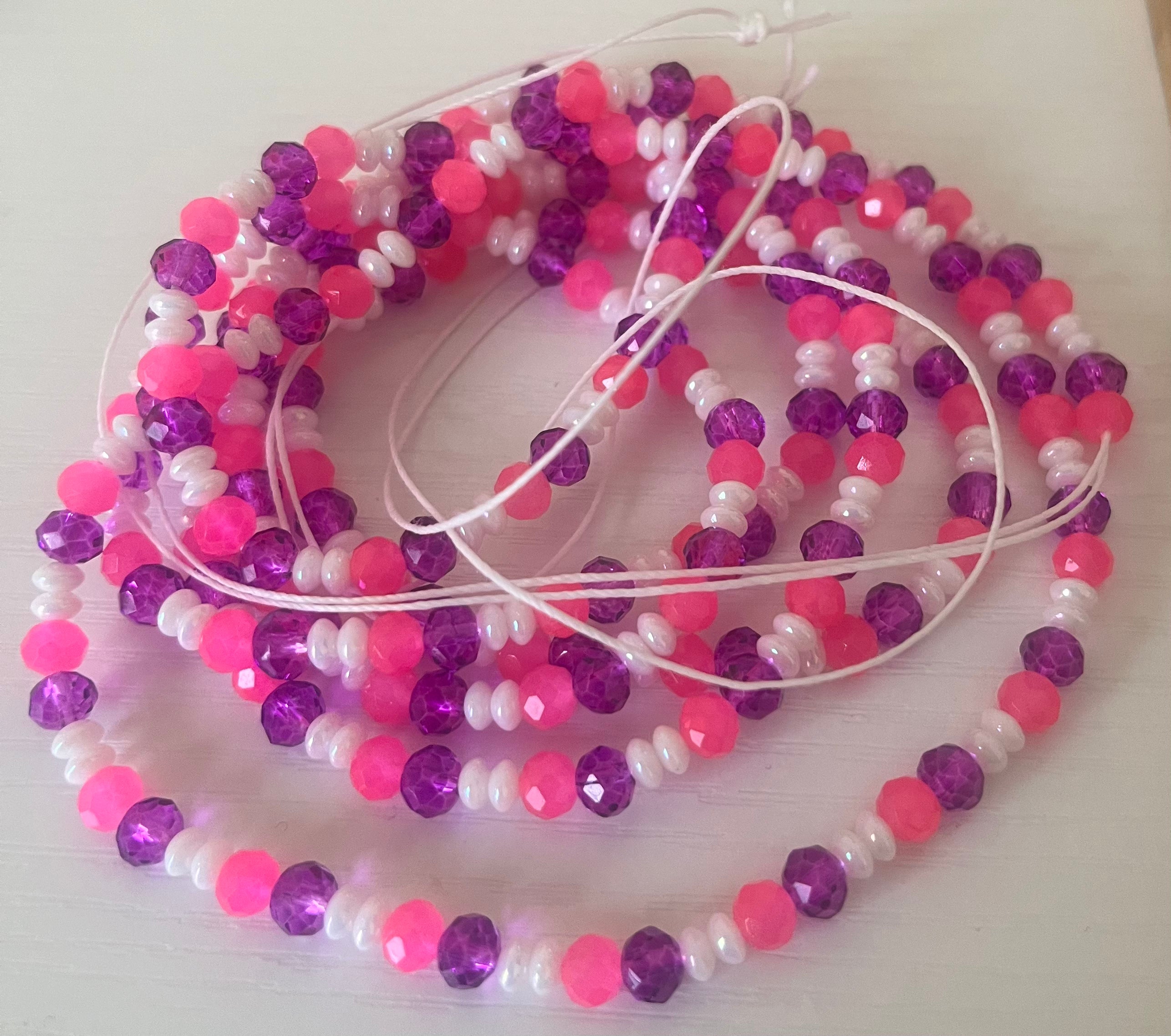 Pink and purple waist bead 50 inches long