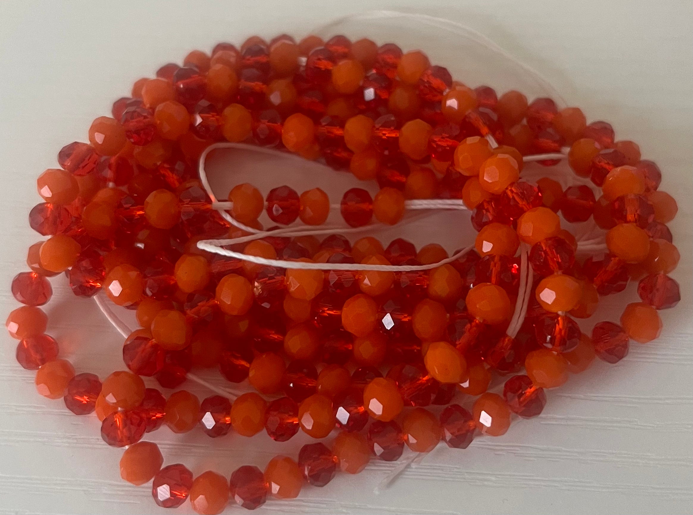 Red and orange waist beads 50 inches long