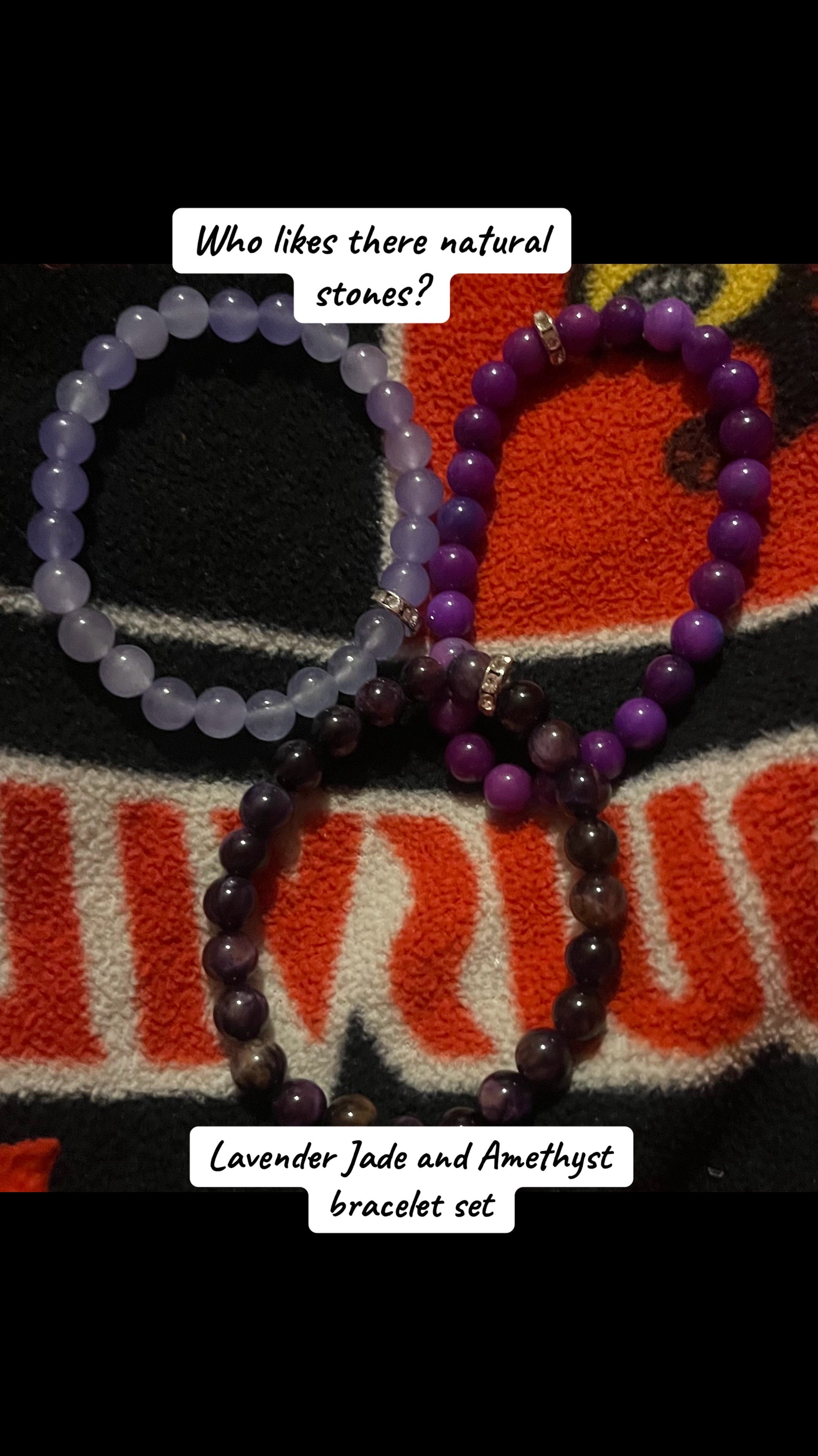 Lavender Jade and Amethyst bracelet set 3 for 1 price