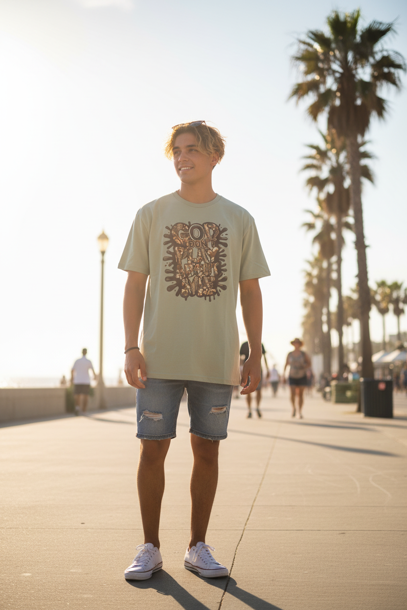 Person wearing the shirt in summer